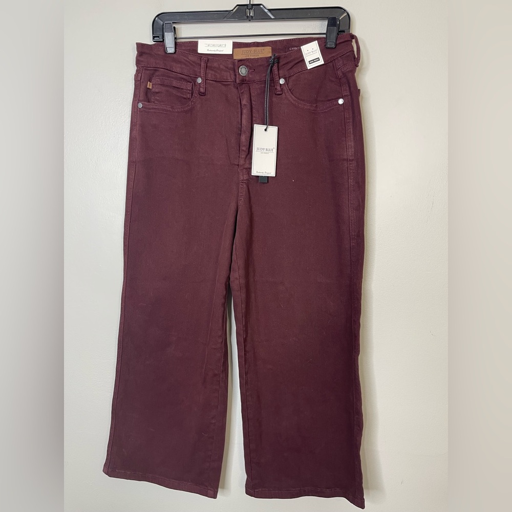 Judy Blue NWT Berry Wide Leg High Riss Tummy Control Jeans Sz 30 - Picture 2 of 10